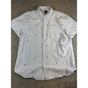 J.Crew Flex Button Down Shirt Mens XL Blue Shark All Over Print Short Sleeve